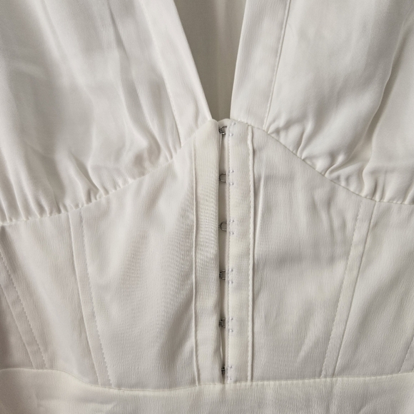 URBAN OUTFITTERS Phoebe Corseted Shirt Dress White Size M #242 - Picture 7 of 9